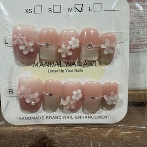 Handmade Nail Enhancement - Pink Press On Nails size medium